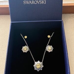 Authentic Swarovski yellow Crystal Pendant - Earring Set New in Box